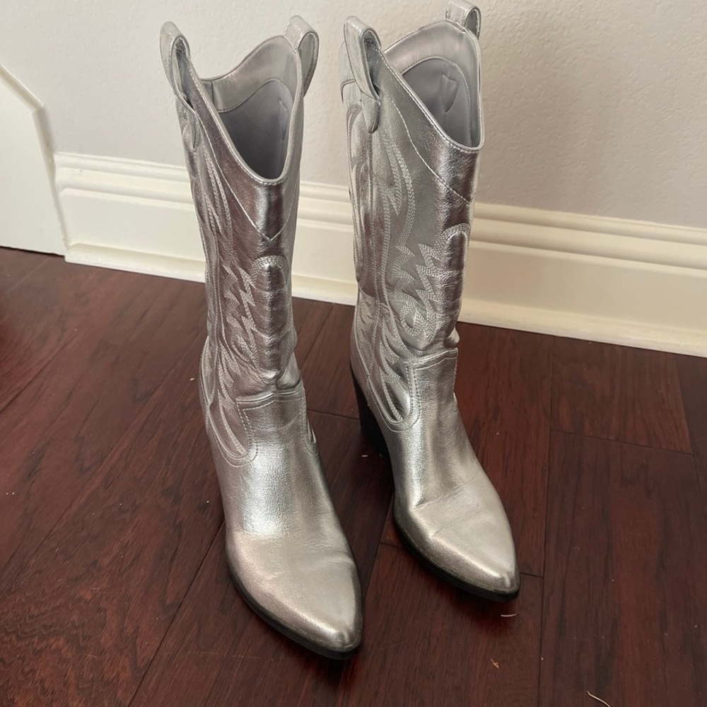 Silver Women's Cowboy Boots Nine West